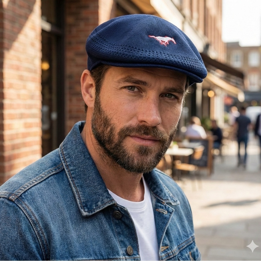 NWT Kangol 504 Ventair Mesh Cap XL Navy Blue SMU/Ford Mustangs Horse Logo - Picture 2 of 9